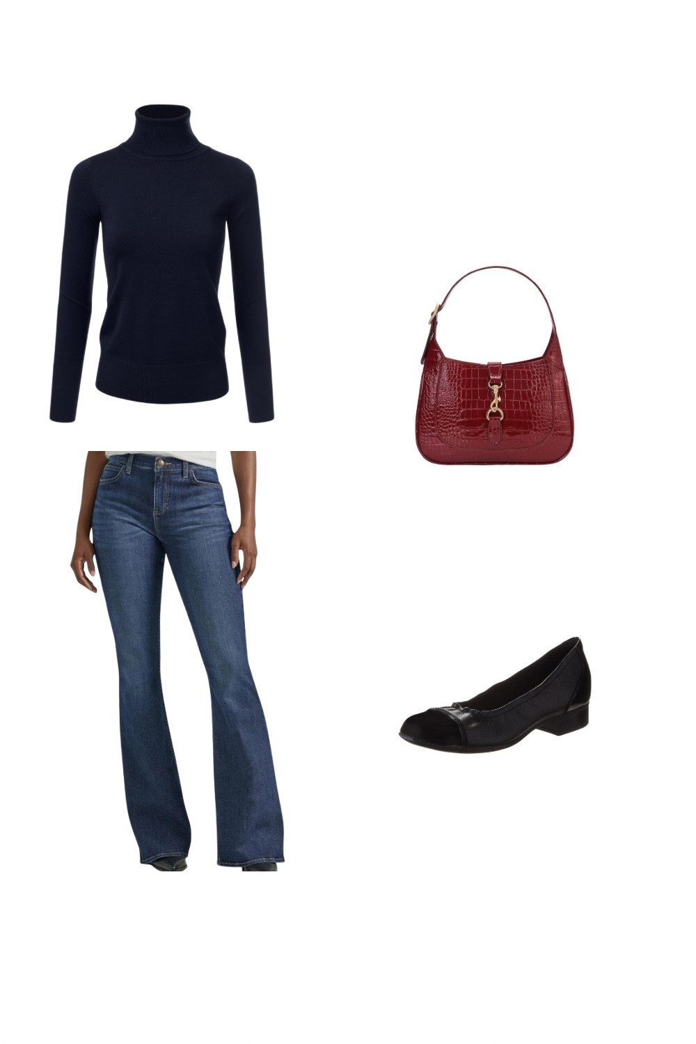 Thanksgiving

Sleek, minimal, and endlessly classic — this look draws inspiration from quiet luxury and French ease. A navy turtleneck and dark bootcut jeans create an elegant base, paired with timeless black ballet flats. The croc-embossed red shoulder bag adds a touch of color and texture, making this an elevated everyday uniform.

#LTKSeasonal #LTKStyleTip #LTKHoliday