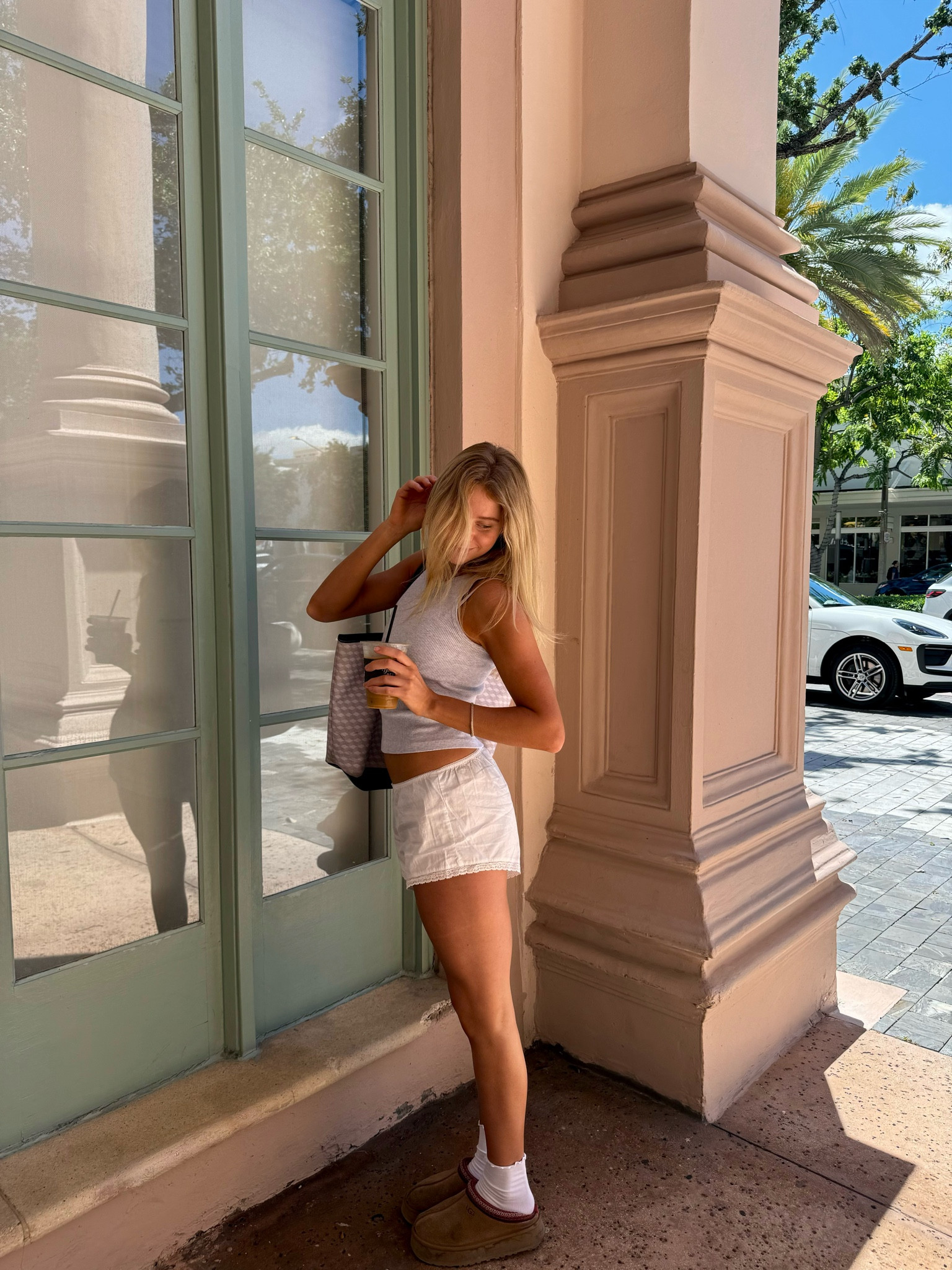 Cute little coffee run fit! Shoes and bag linked- the rest is brandy Melville.  :) details linked! 

#LTKfindsunder100 #LTKSeasonal #LTKitbag