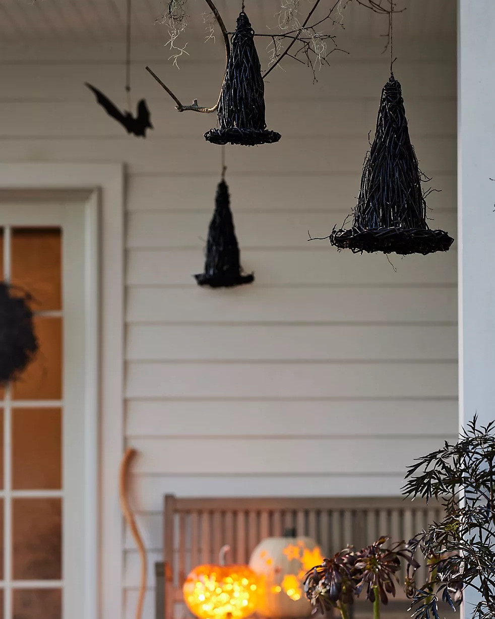 These spooky black vine witch hats are crafted from natural elements of black vine and are hand woven to created the most magnificent witch hats. Can be used indoors or outdoors and fairy lights would be a gorgeous addition.

#LTKHome #LTKSeasonal