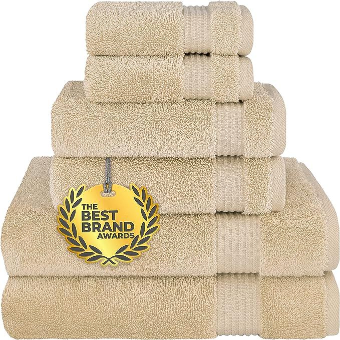 Cotton Paradise 6 Piece Towel Set, 100% Turkish Cotton Soft Absorbent Towels for Bathroom, 2 Bath... | Amazon (US)