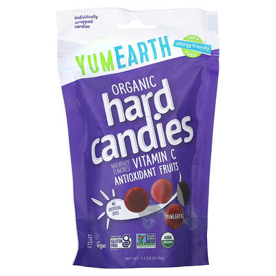 YumEarth, Organic Vitamin C Hard Candies, Antioxidant Fruit, 3.3 oz (93.6 g) | iHerb