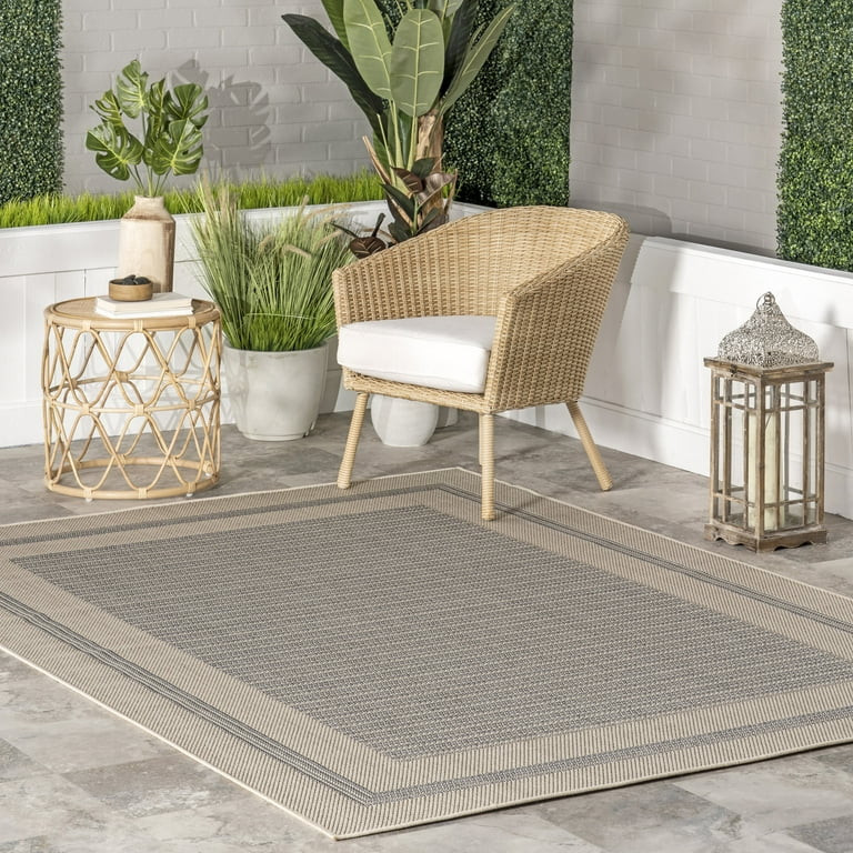 nuLOOM Antonella Bordered Solid Indoor/Outdoor Area Rug, 5' x 8', Beige | Walmart (US)