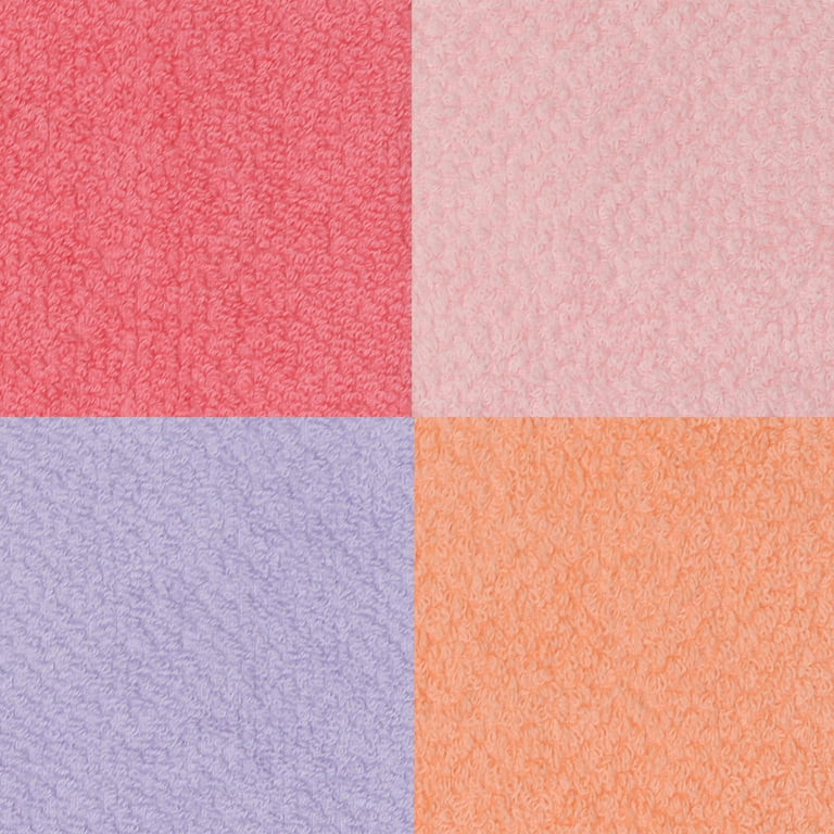 Your Zone 8 Pack Kids Wash Cloths Cotton Blended Fabric, Pink, Purple, and Coral | Walmart (US)