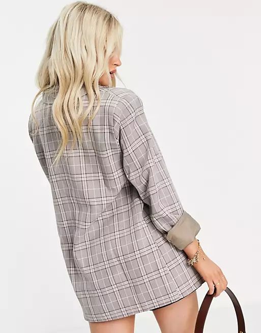 Urban Threads Petite oversized double breasted blazer in heritage check | ASOS (Global)