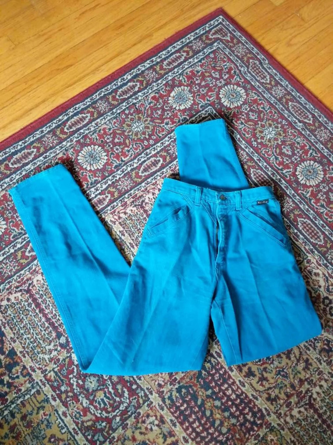 Vintage 70s 80s Wrangler Silverlake Teal Blue Jeans Denim Trousers - Etsy | Etsy (US)