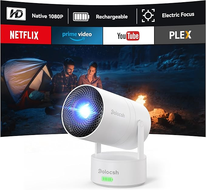 Mini Projector, Rechargeable Portable Outdoor Smart Projector with 4K Support, Auto Keystone, And... | Amazon (US)