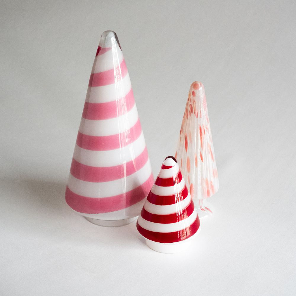 Candy Cane Stripe Glass Christmas Tree Set | GreenRow