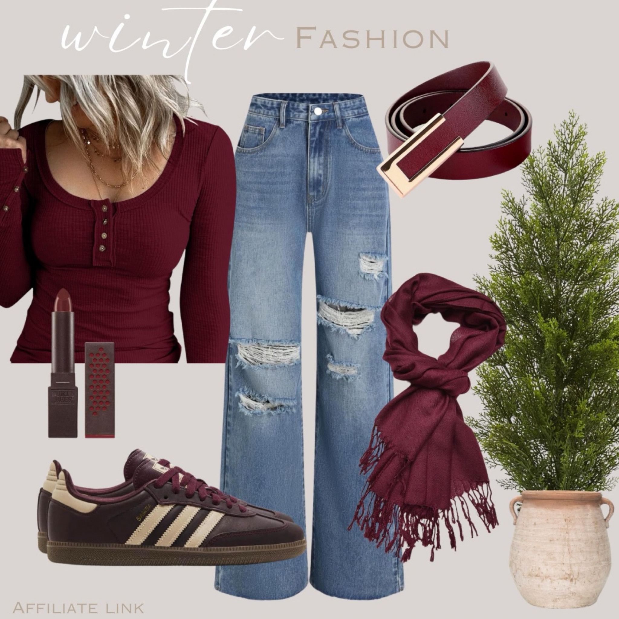 Winter Fashion! 🤎


Ripped jeans, long sleeve top, waffle shirt, burgundy accessories, scarf, sambas, burgundy belt, winter outfit Inspo 

#amazon #amazonfashion 

#LTKHoliday #LTKStyleTip #LTKSeasonal