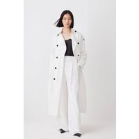 Polished Linen Rounded Sleeve Trench Coat | PrettyLittleThing UK