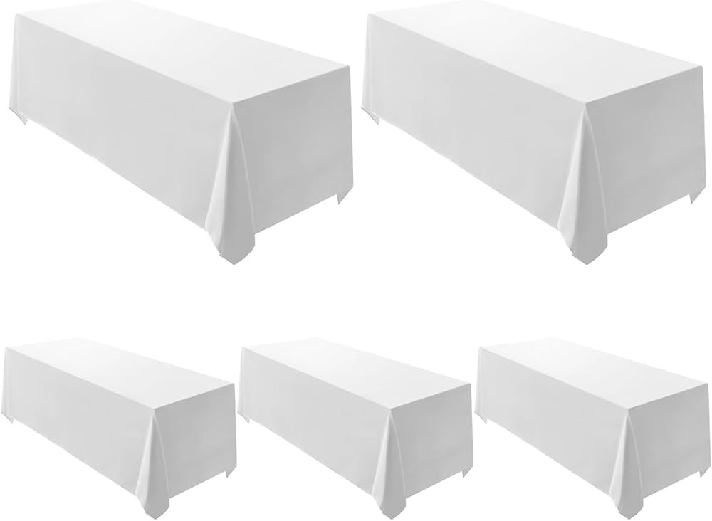 Surmente 5 Pack White Rectangle Tablecloth 90 x 156-inch Rectangular Polyester Table Cloth for We... | Amazon (US)