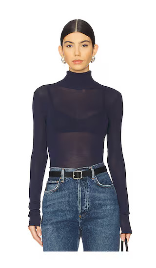 Alexander Sheer Turtleneck Sweater in Dark Navy | Revolve Clothing (Global)