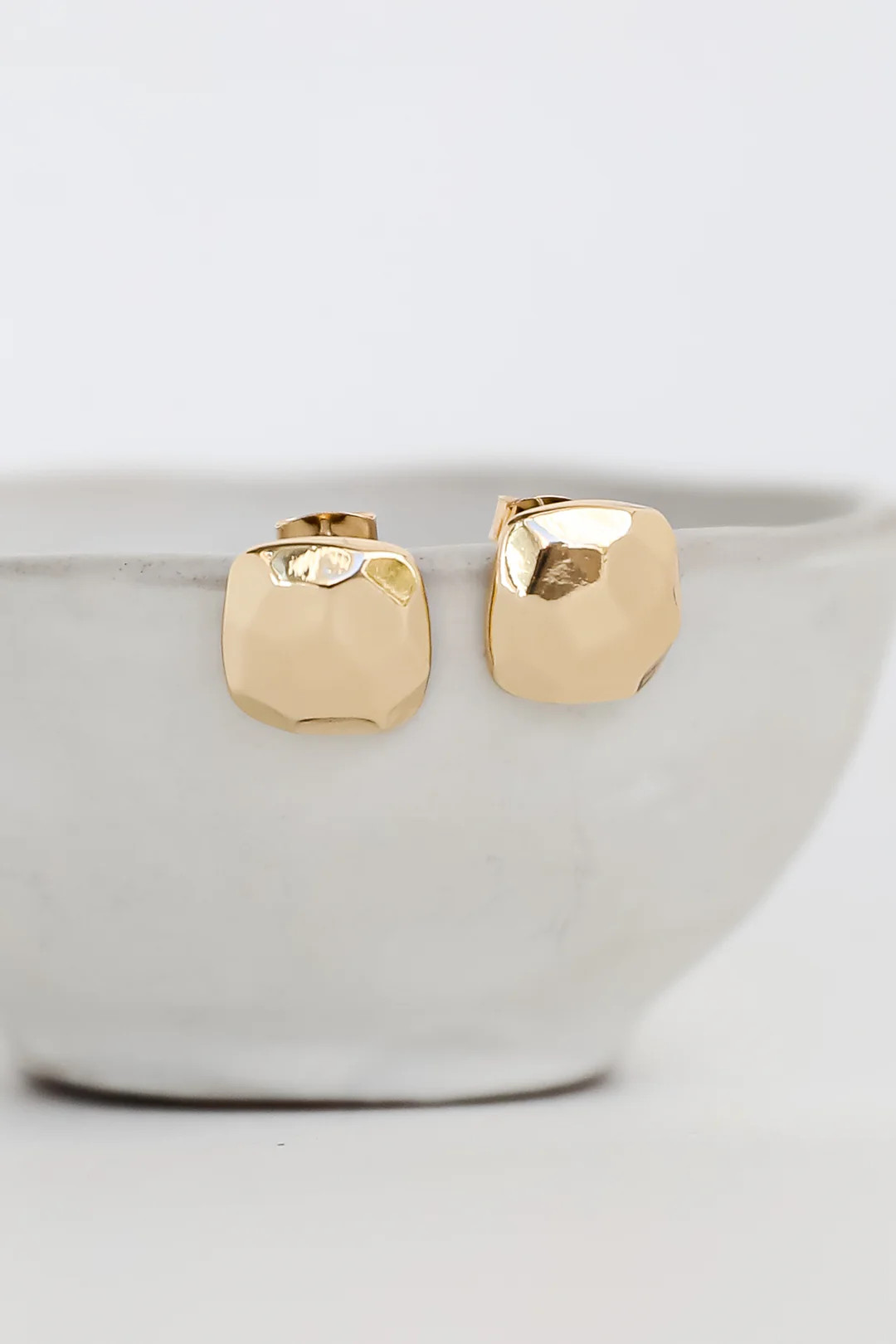 Marley Gold Hammered Stud Earrings | Dress Up