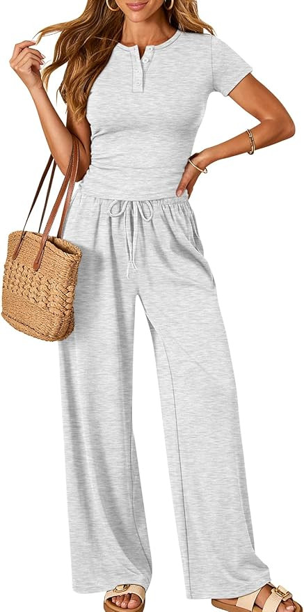 Trendy Queen Womens 2 Piece Sets Lounge Matching Set Cruise Casual Vacation Outfits Summer Wide L... | Amazon (US)