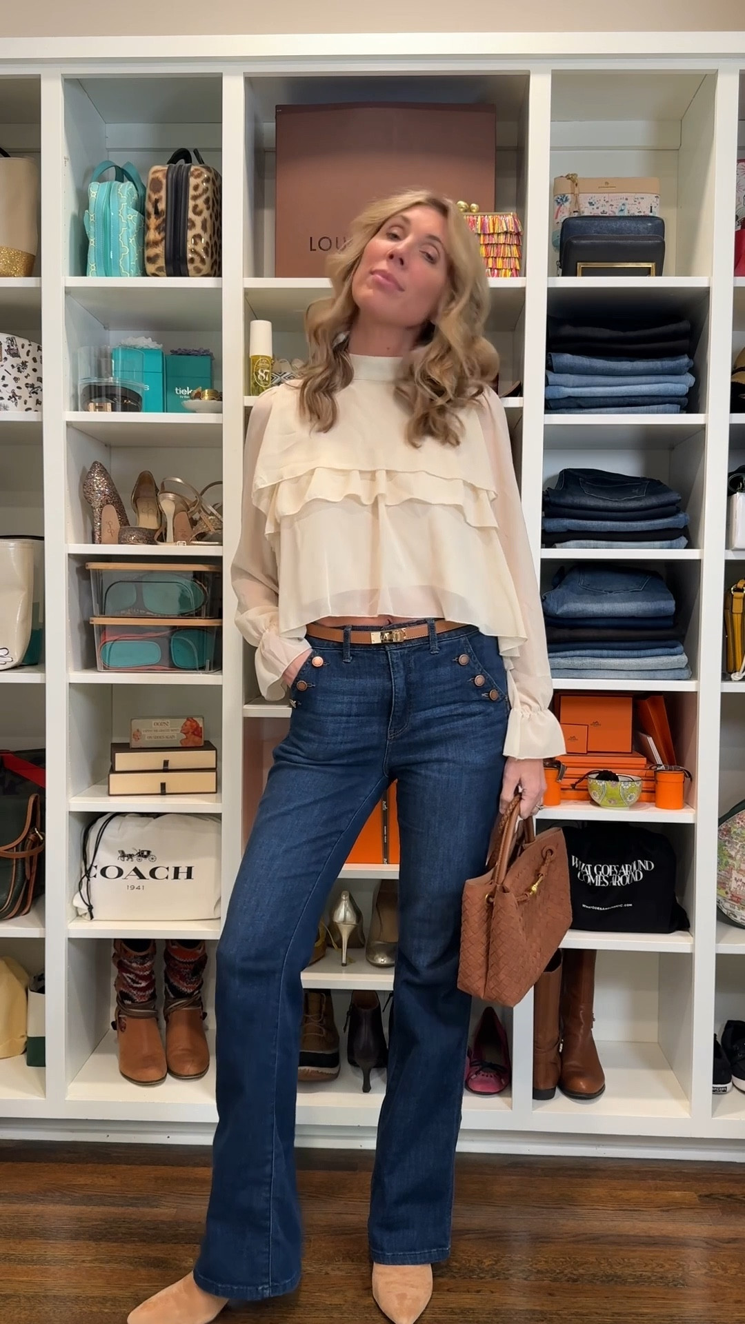 Jeans and a pretty top may be basic, but I’ll be using that formula forever. 🤷🏼‍♀️

Are you a jeans-and-pretty-top person too? 

Top: Amazon (wearing a small)
Jeans: Wit & Wisdom
Boots: Tahari
Bag/Belt/Watch: Amazonn
