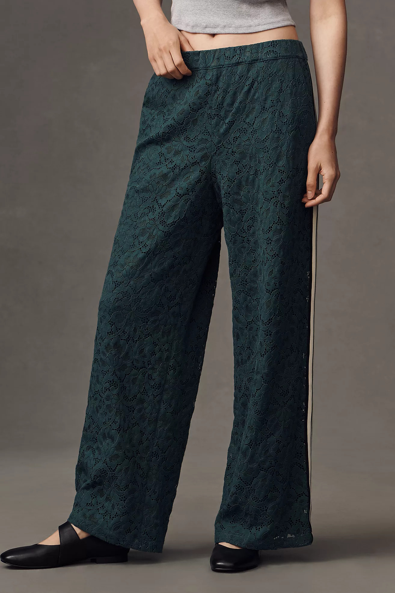 The Brooklin Lace Pull-On Track Pants by Maeve | Anthropologie (US)