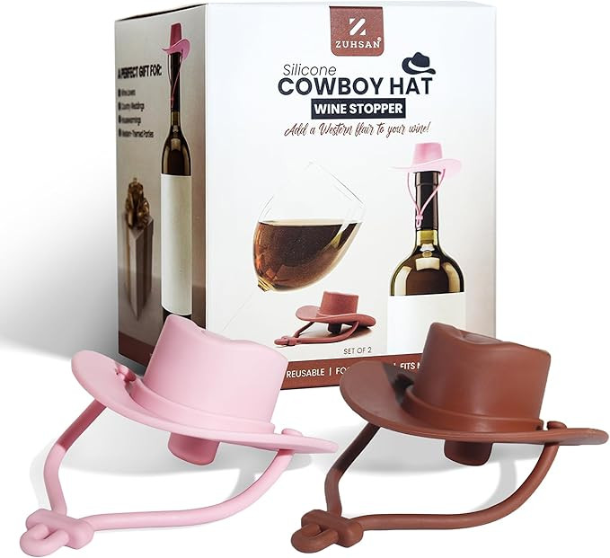 2 Pack Cowboy Hat Wine Stoppers Funny Silicone Bottle Stoppers Keep Wine Fresh Novelty Kitchen Ga... | Amazon (US)