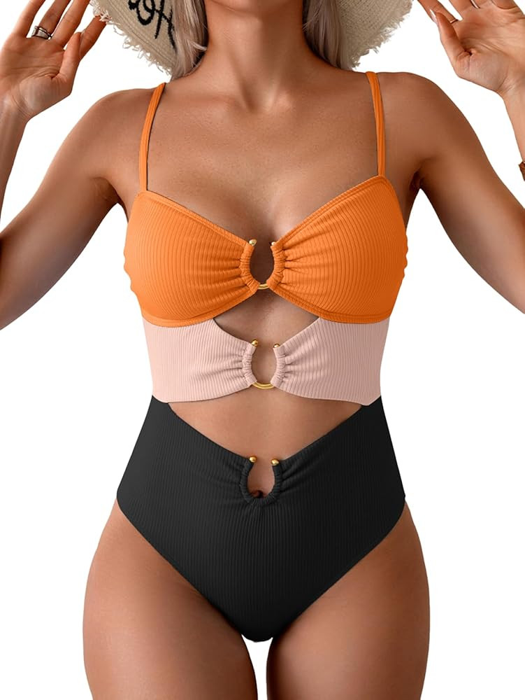 Eomenie Womens Cutout One Piece Swimsuit with Ring Linked Sexy Monokini Bathing Suit for Beach Va... | Amazon (US)