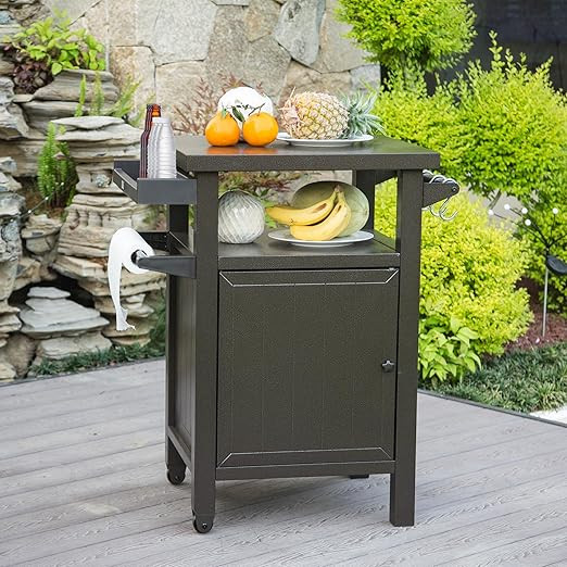 Domi Grill Carts Outdoor with Storage and Wheels, Whole Metal Portable Table and Storage Cabinet ... | Amazon (US)