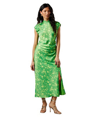 Women's Crinkle Satin Button Side Midi Dress | Macy's