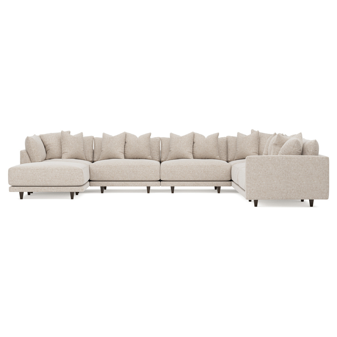 Toulouse Straw Performance Modular 7-Piece Corner Sectional With Ottoman - Left End - 166 | Kathy Kuo Home