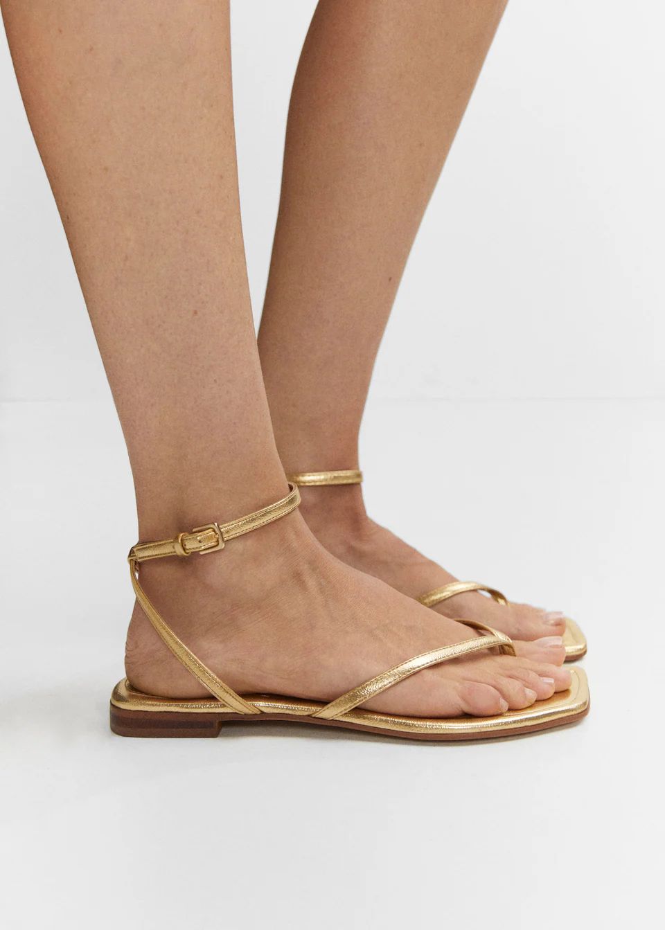 Metallic straps sandals -  Women | Mango USA | MANGO (US)