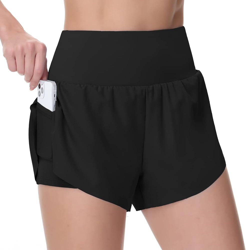 THE GYM PEOPLE Women’s Quick Dry Running Shorts Mesh Liner High Waisted Tennis Workout Shorts Z... | Amazon (US)