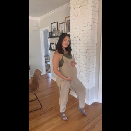 Free people one shot onesie size XS fits entire pregnancy , pre pregnancy and postpartum. Also linked the amazon onesie. Humor styles. Bump friendly. Non maternity maternity. Fall transition outfit. Fall outfit. Fall style inspo. Postpartum styles. Postpartum fashion. 

#LTKstyletip #LTKunder100 #LTKbump