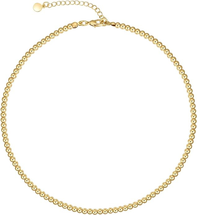 Natural Freshwater Baroque Pearl Necklace 14K Gold Plated Dainty Choker Necklace for Women Girls ... | Amazon (US)