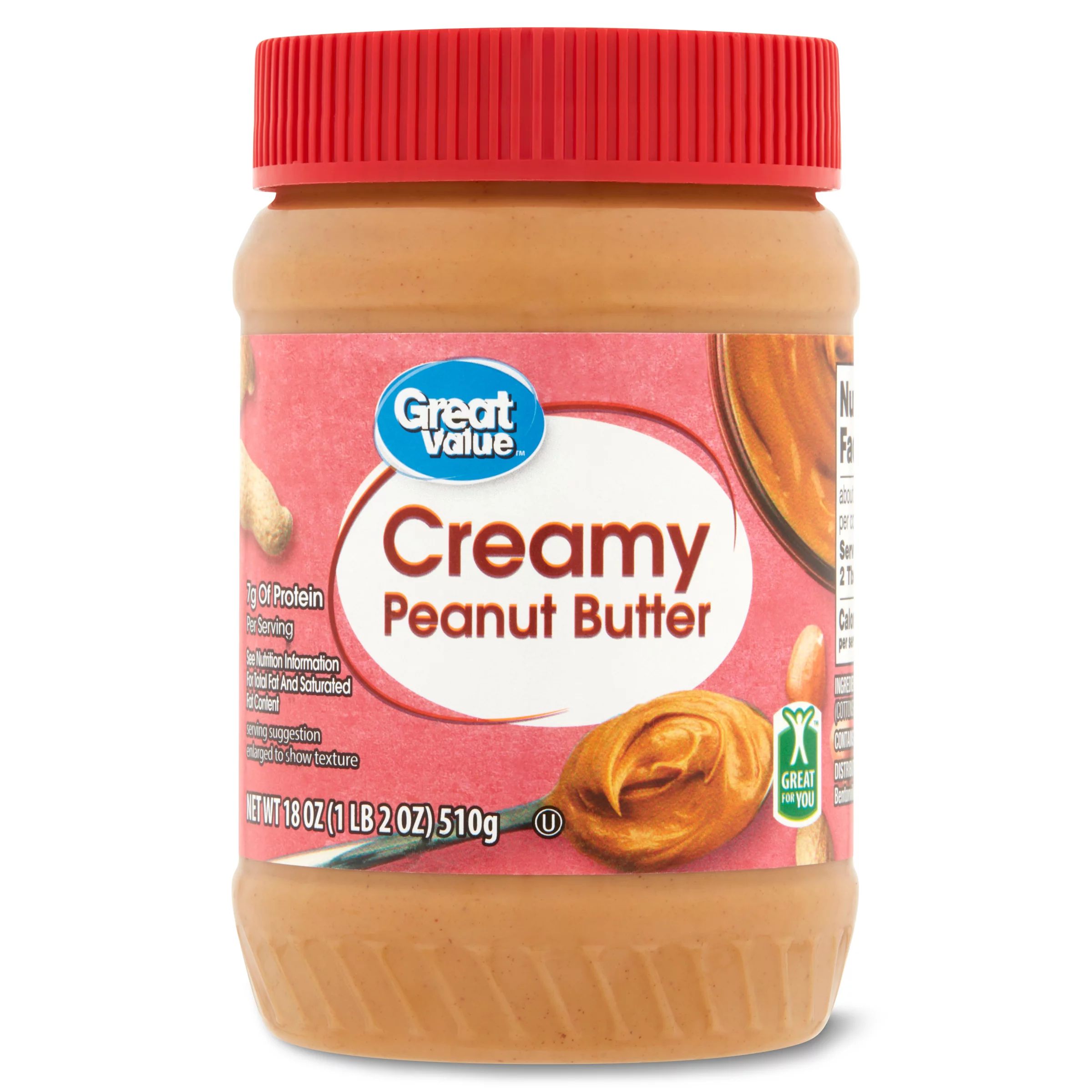 Great Value Creamy Peanut Butter, 18 oz Jar - Walmart.com | Walmart (US)