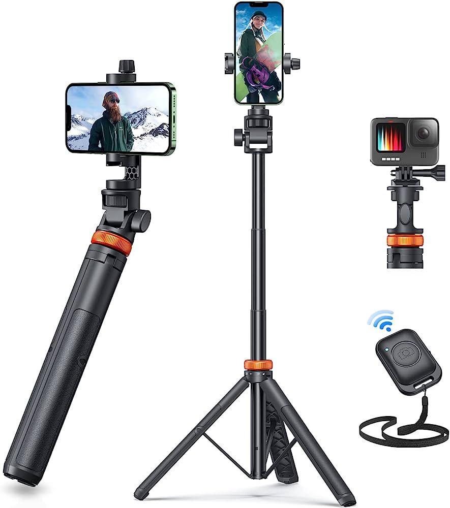 Newest 62" Phone Tripod, EUCOS Tripod for iPhone & Selfie Stick Tripod with Remote, Upgraded iPho... | Amazon (US)