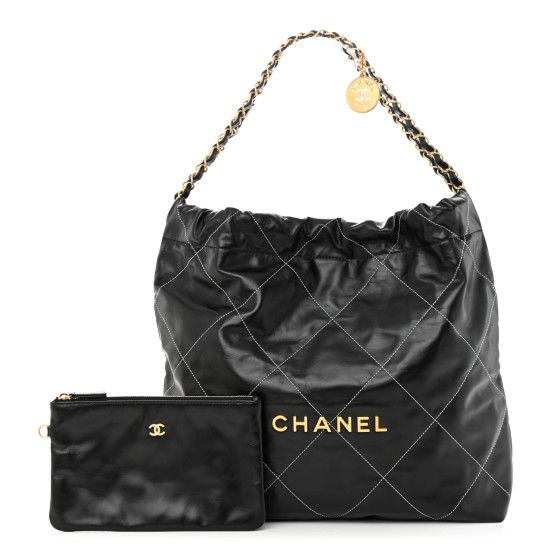 Shiny Calfskin Quilted Chanel 22 Black | FASHIONPHILE (US)