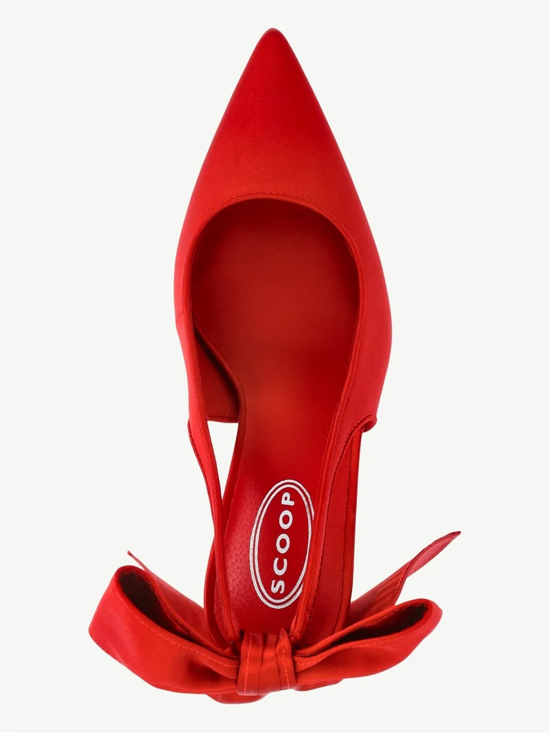 Scoop Women's Satin Slingback Heels with Bow - Walmart.com | Walmart (US)