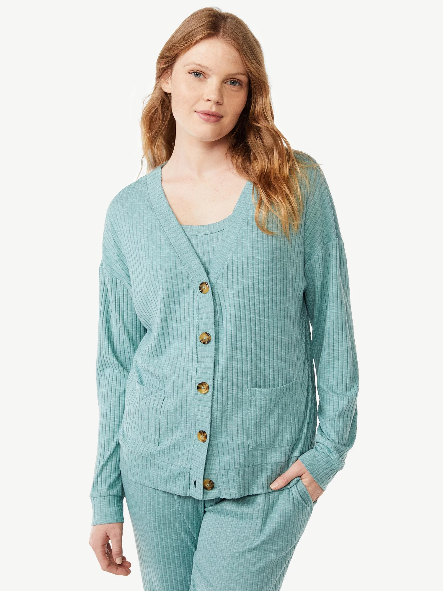 Joyspun Women's Hacci Knit V-Neck Cardigan, Lightweight, Sizes S to 3X | Walmart (US)