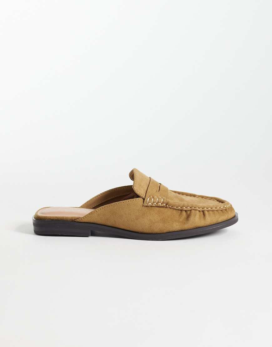 New Look faux suede backless loafer in camel-Neutral | ASOS (Global)