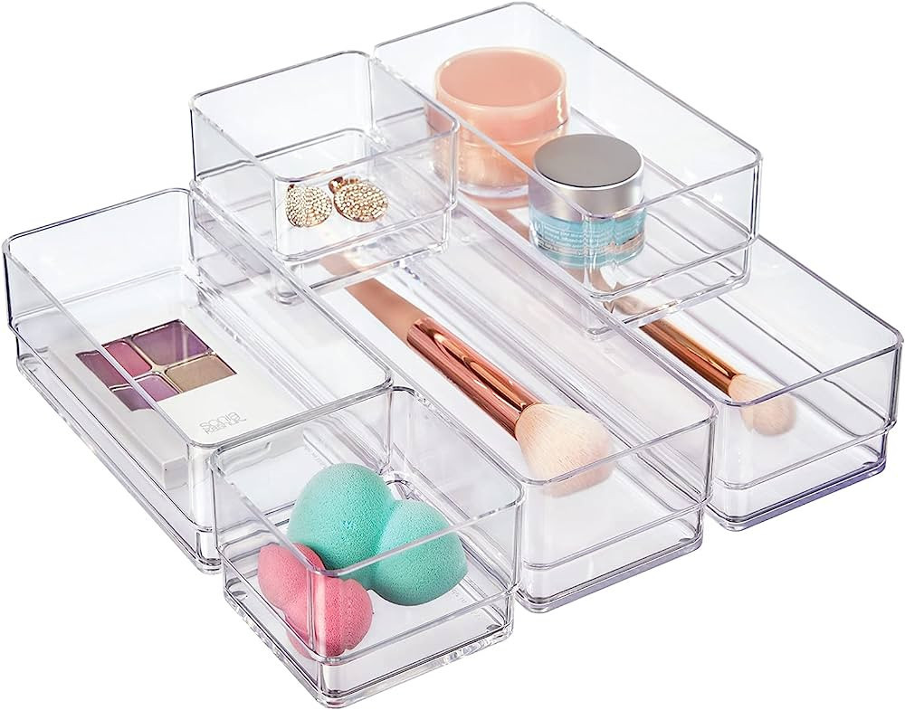 STORi SimpleSort 6-Piece Stackable Clear Drawer Organizer Set | Multi-size Trays | Small Makeup V... | Amazon (US)
