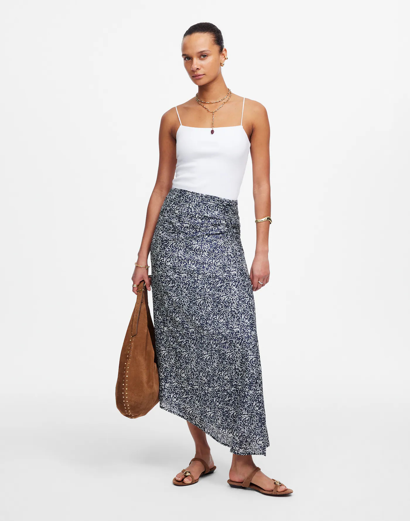 Ruched Asymmetric Midi Skirt | Madewell