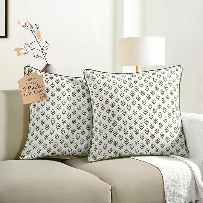 CPC Throw Piping Pillow Covers for Couch, 20x20 Inch Pillows for Living Room, 100% Cotton Boho Cu... | Amazon (US)