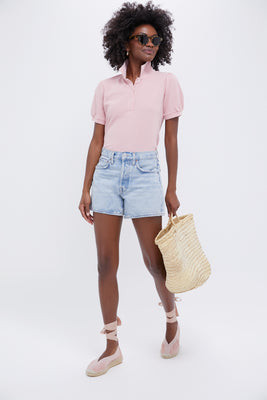 Pink Pique Puff Sleeve Peggy Polo | Tuckernuck (US)