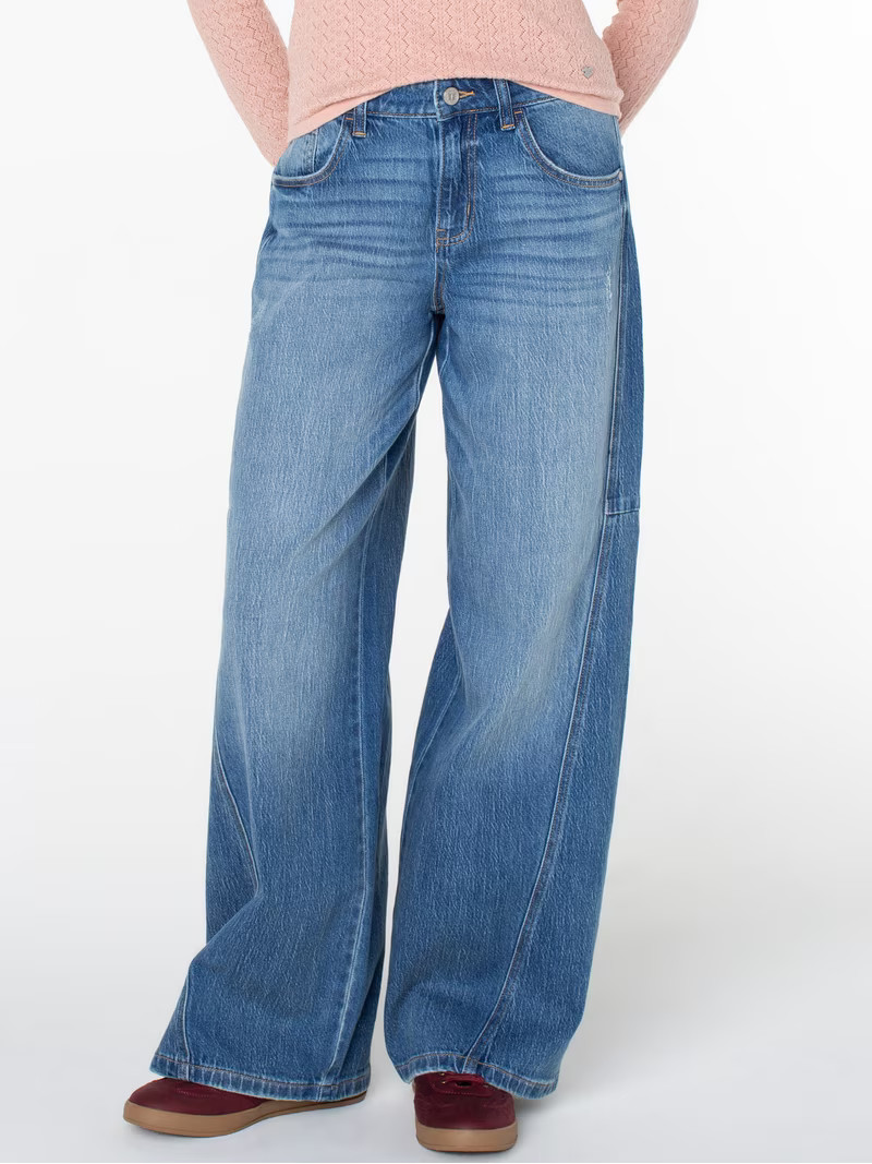 Celebrity Pink Women's and Women's Plus Mid Rise Seamed Wide Leg Jeans, Sizes 1-24 | Walmart (US)