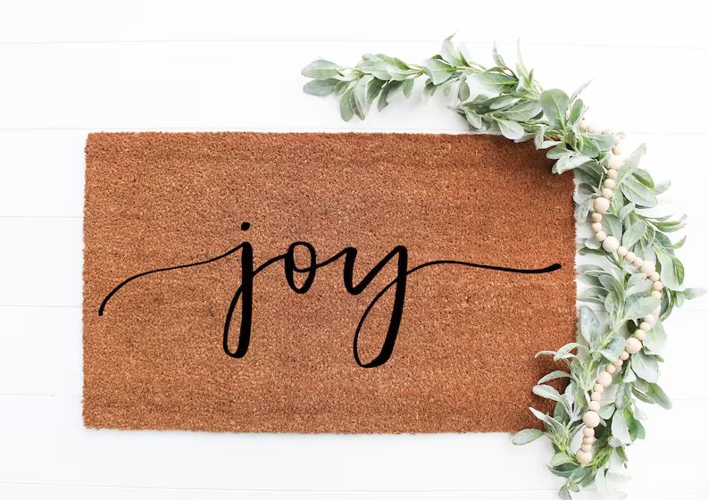 Joy Doormat - Christmas Door Mat - Holiday Welcome Mat - Xmas Home Decor - Custom Rug - New Year'... | Etsy (US)