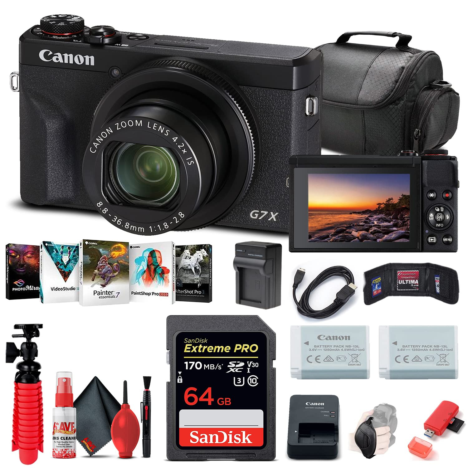 Canon PowerShot G7 X Mark III Digital Camera (Black) (3637C001) + 64GB Memory Card + NB13L Batter... | Amazon (US)
