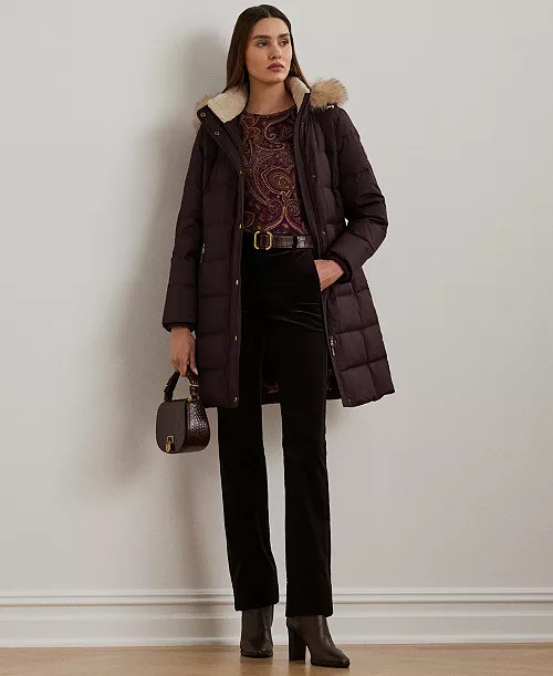 Lauren Ralph Lauren Women's Faux-Fur Hooded Puffer Coat - Macy's | Macy's