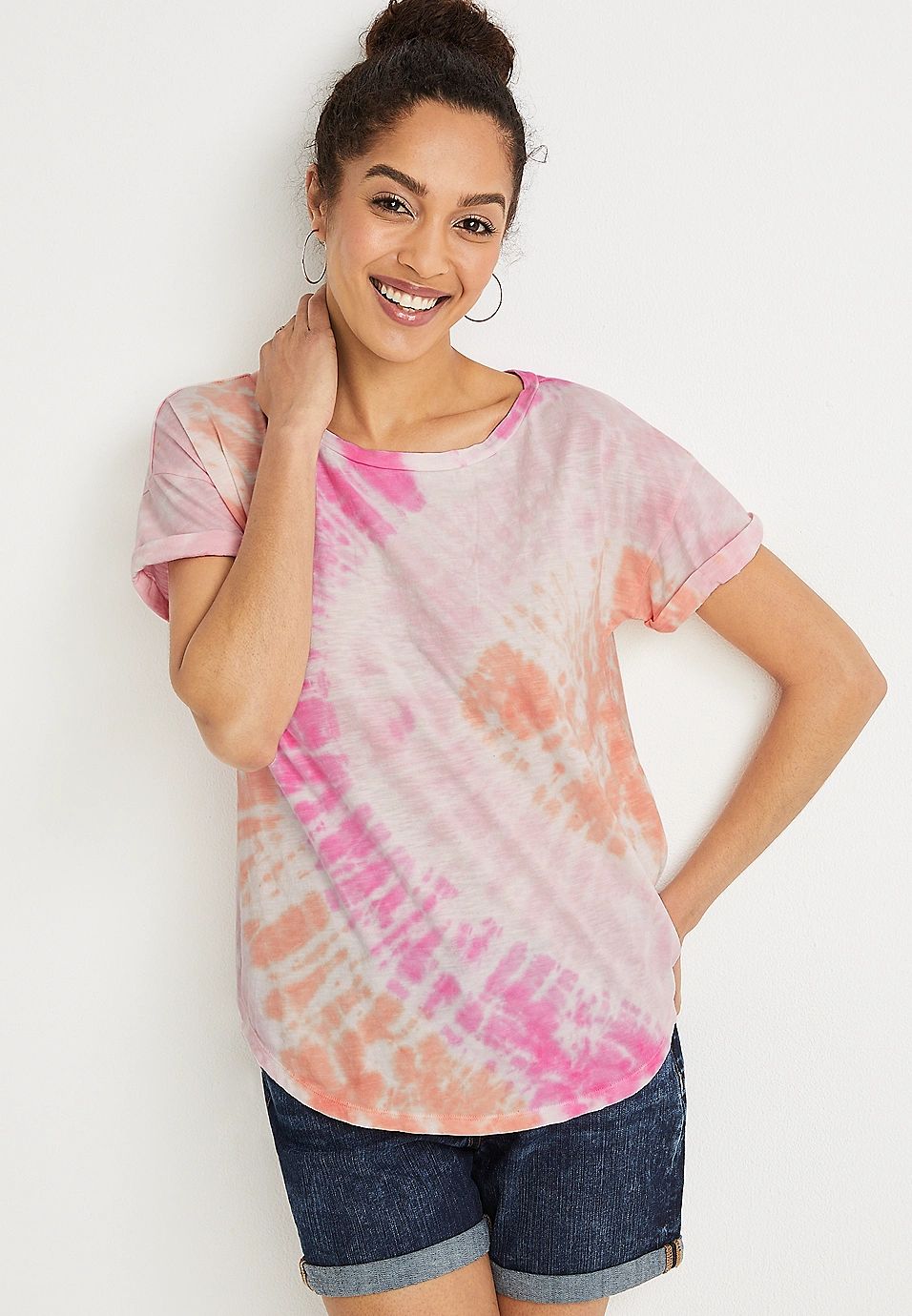 24/7 Forever Drop Shoulder Swirl Tie Dye Tee | Maurices