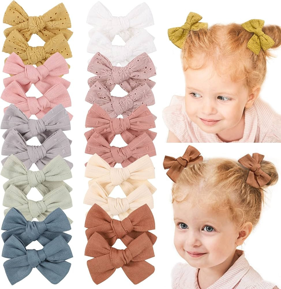 20pcs Baby Girl Hair Bows Clips Fully Lined Barrettes Hair Accessories for Little Girls Toddler K... | Amazon (US)