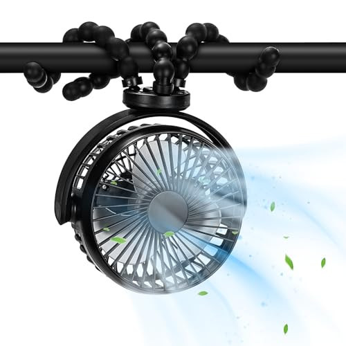 Stroller Fan, Portable Fan 20H Battery Operated Small Clip on Fan 360° Rotate Flexible Tripod 4000mAh Baby Fan Handheld USB Desk Cooling Fan for Bedroom Car Seat Crib Treadmill Travel Camping | Amazon (US)