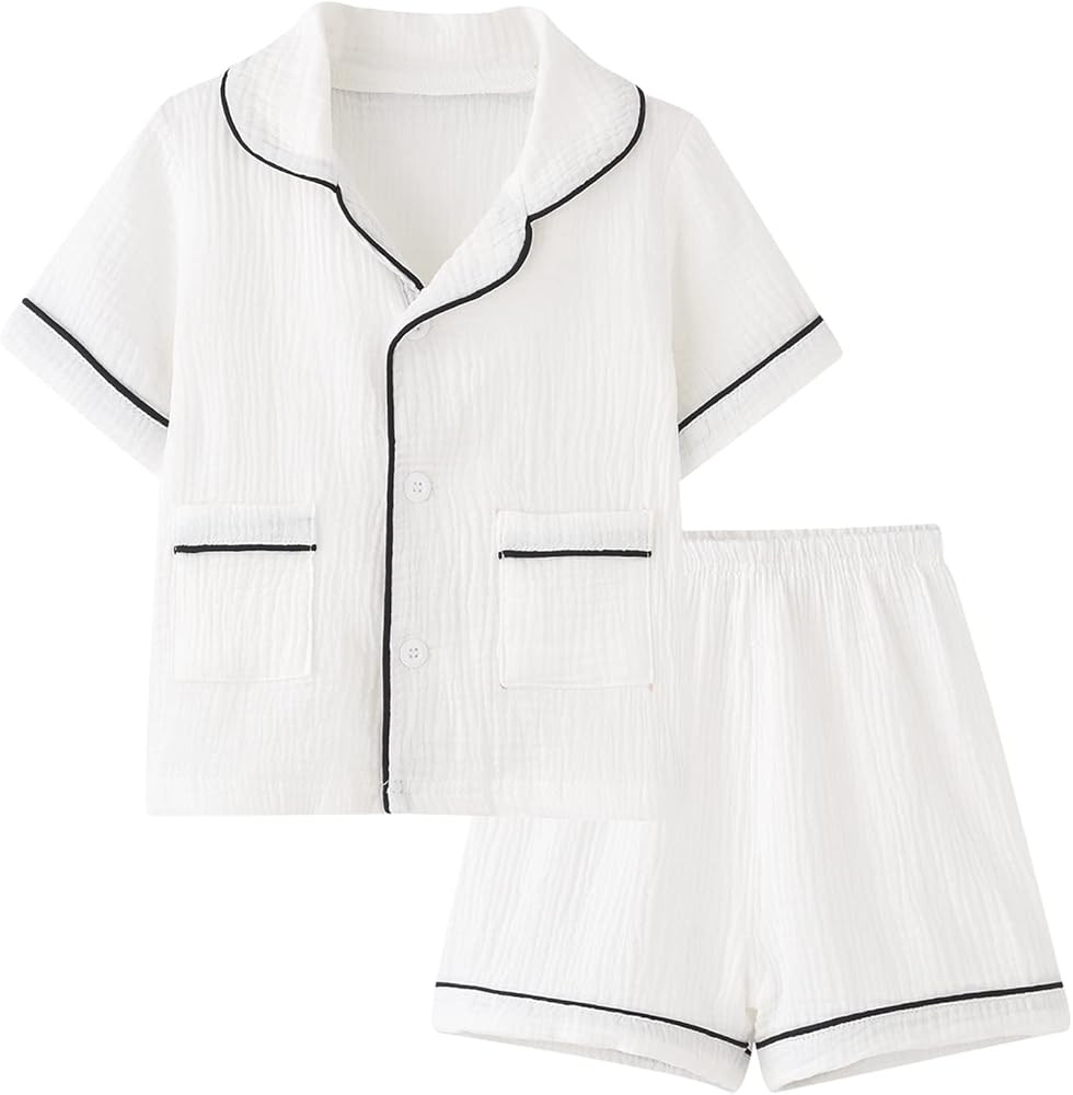BINIDUCKLING Toddler Button Up Pajamas Summer Pjs for Girls Boys 18 Months - 12 Years | Amazon (US)