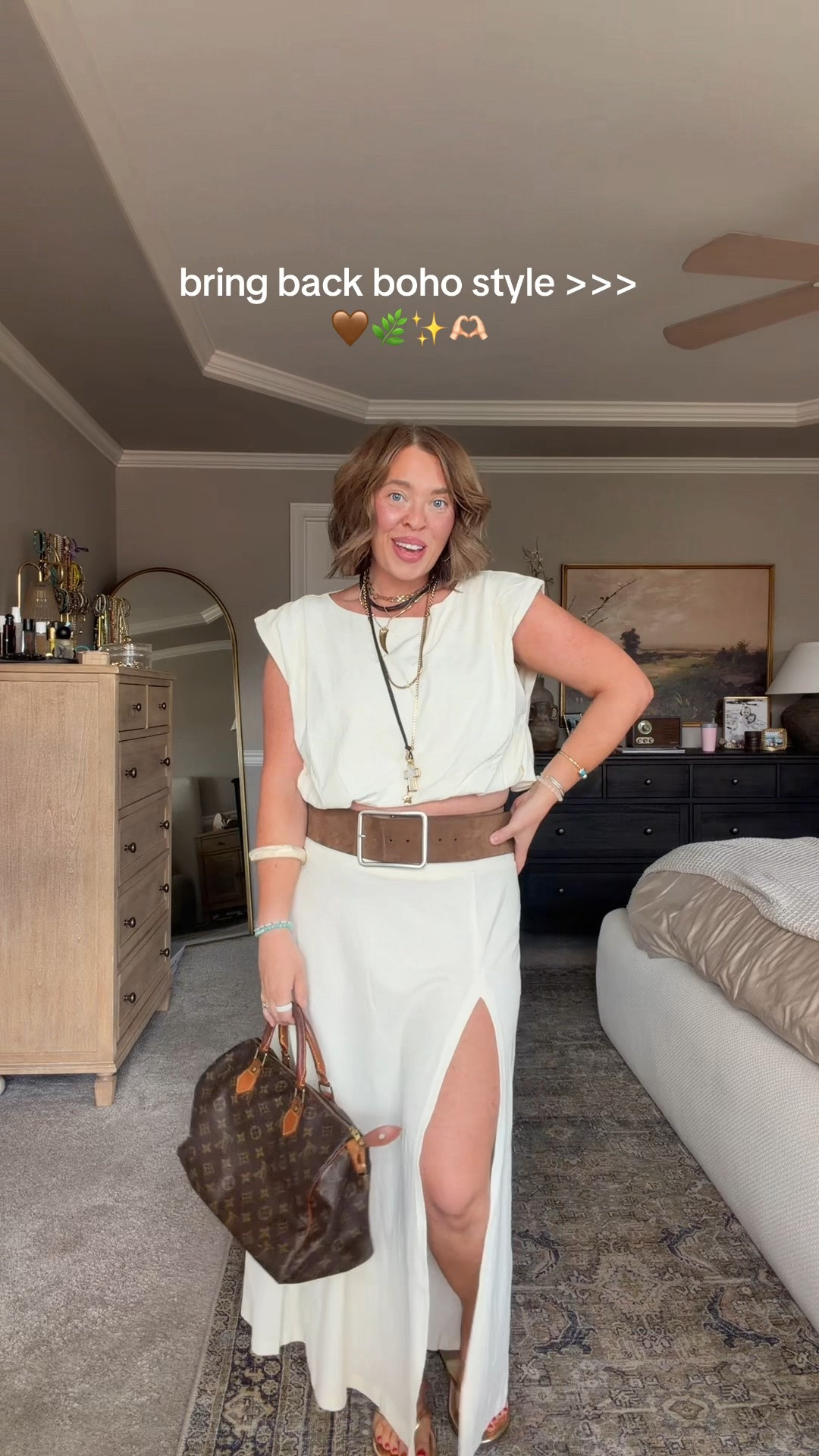 Boho Summer Date Night Outfit 🤎🌿 Wearing a size medium in the 2 piece set and a M/L belt 🫶🏻 size 8/10 | M/L | 5’4”

#LTKootd #LTKMidsize #LTKPetite