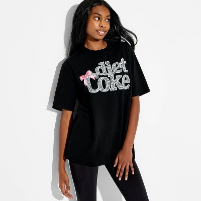 Women's Diet Coke Bow Short Sleeve Graphic T-Shirt - Black XXS | Target