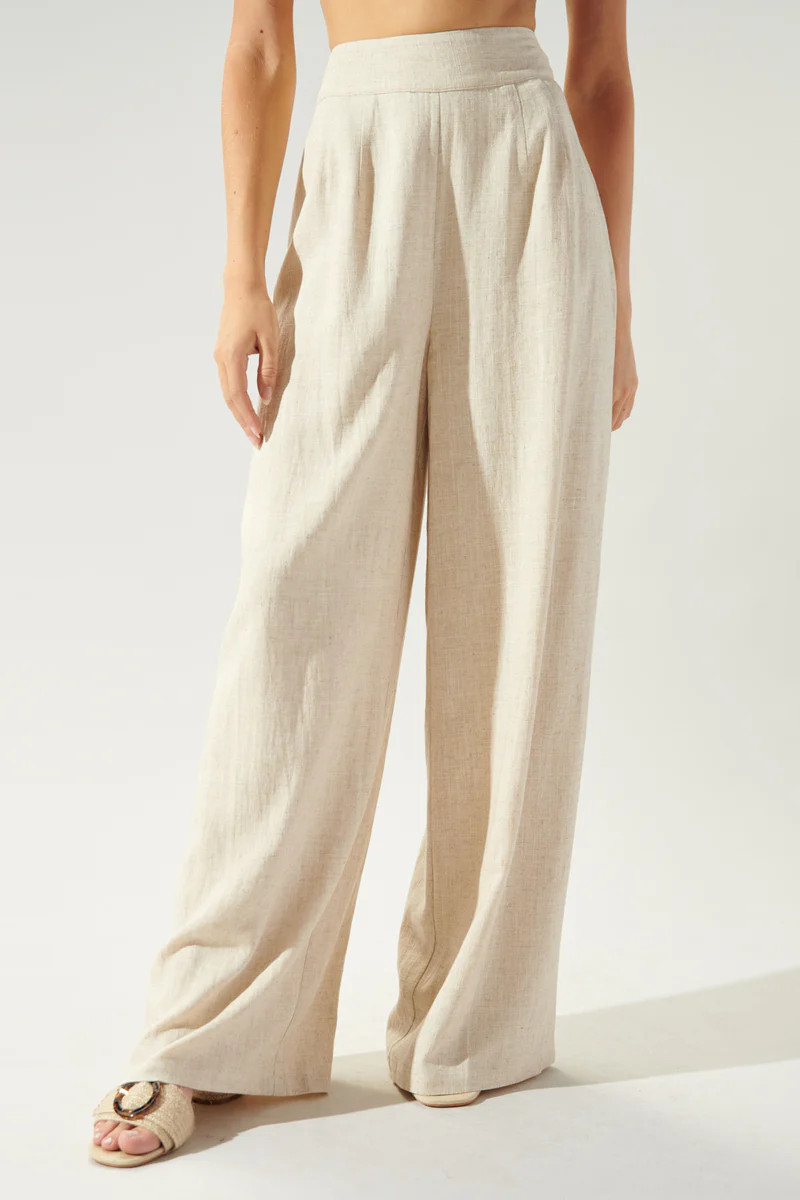 Saint Tropez High Waist Linen Wide Leg Pants | Sugarlips