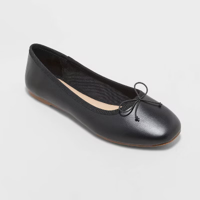 Women's Jackie Ballet Flats with Memory Foam Insole - A New Day™ Black 7 | Target